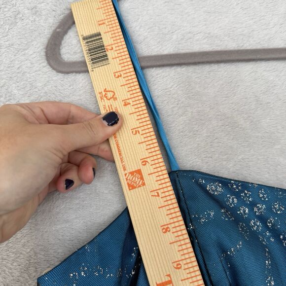 Vtg Y2K Babydoll Bubble Dress M/L? Blue Mesh Satin Sparkle Fairy Whimsy Party - Picture 12 of 12